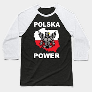 Polska Power, cool Poland design with white eagle Baseball T-Shirt